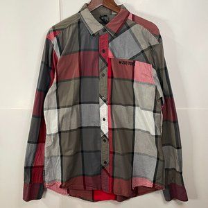 Zoo York Button Up Plaid Shirt Mens Size Large XL Multicolor Long Sleeve